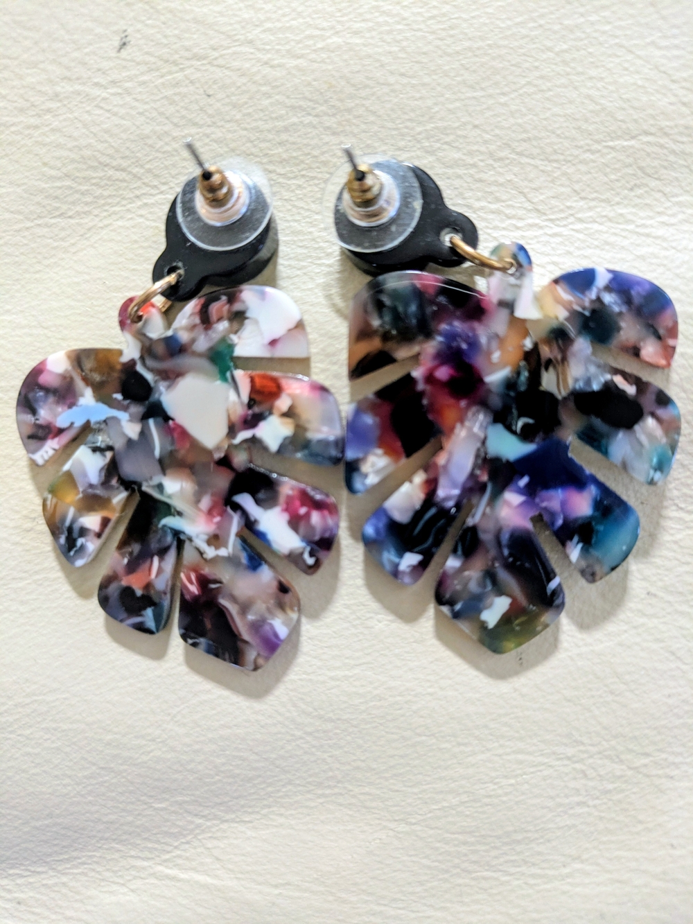 Multicolor Resin Leaf Drop Earrings